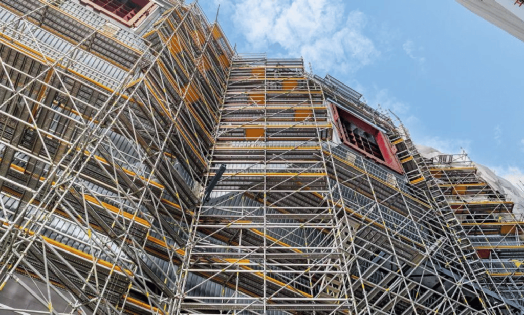 Scaffold Ties on a Crumbling Facade