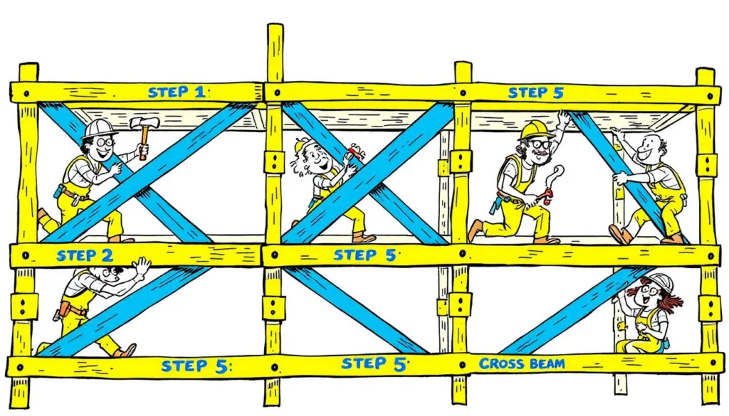 How to Make a Scaffold: Step-by-Step Guide for DIY Projects 4 A scaffold with visible cross braces for added support and stability.