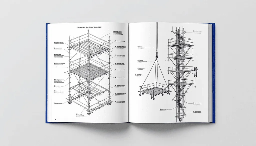 An illustration depicting the two main types of scaffolds: supported and suspended scaffolds.