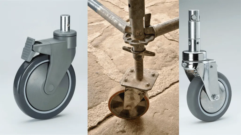 Top-Quality Scaffolding Wheels for Optimal Stability and Mobility 6 A maintenance toolkit for scaffolding wheels, including cleaning supplies.